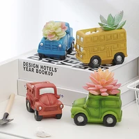 cute car shaped resin succulents pot truck cactus flowerpot small plant indoor desk decoration gift table ornaments 2022 new