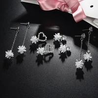 womens fashion long drop earrings shiny crystal cz stone tassel charming dangle earrings jewelry for lady girls