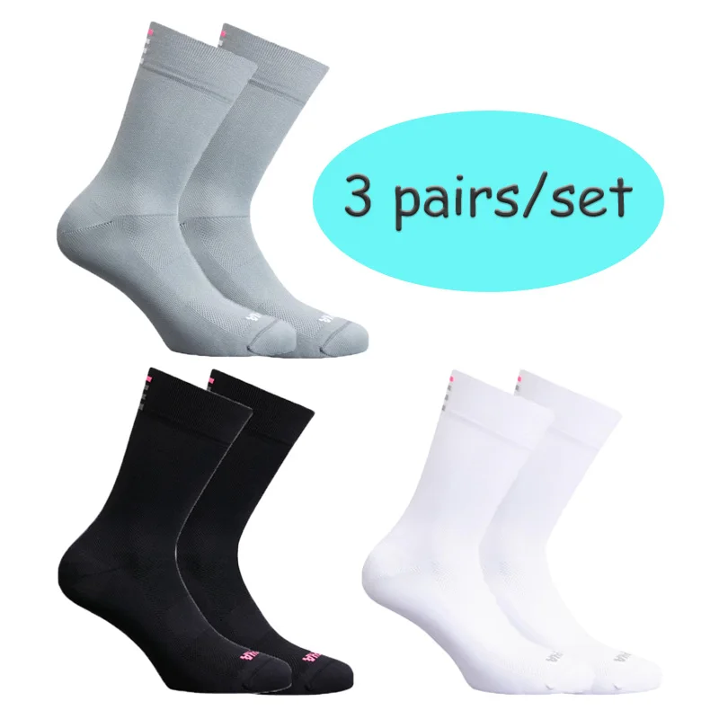 

3 Pairs/set Cycling Socks Solid Color Men Women Outdoor Pro Competition Sports Socks Breathable Bike Socks Calcetines Ciclismo