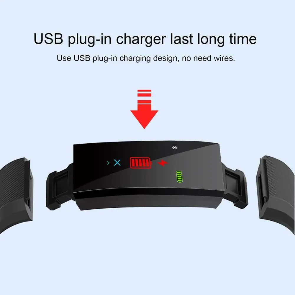 For Fitbit LCD Smartband Watch Fitness Tracke Heart Rate Blood Pressure Smart Bracelet Waterproof Bluetooth-Compatible Wristband |
