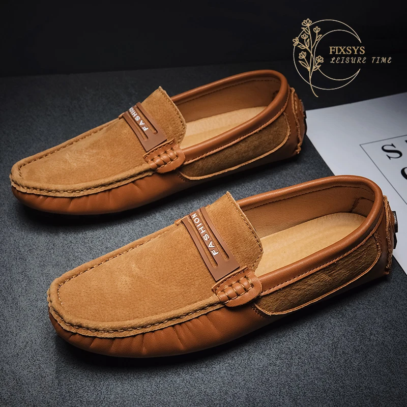 

FIXSYS High Quality Men Driving Shoes Suede Mens Casual Shoes Fashion Breathable Slip-on Flat Moccasins Outdoor Man Penny Loafer
