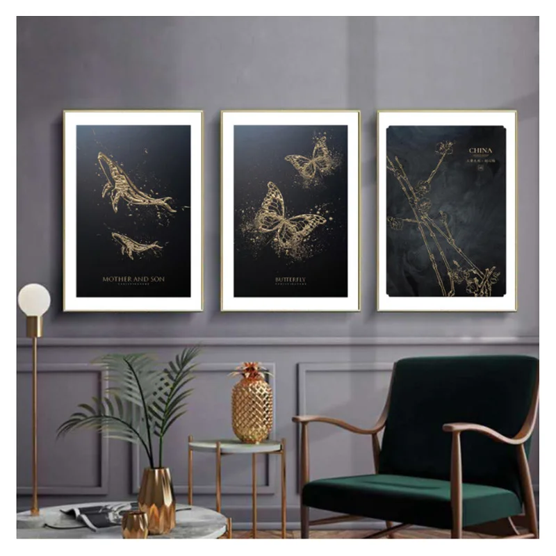 RuoGuan современная абстрактная КИТ бабочка растение холст живопись скандинавские