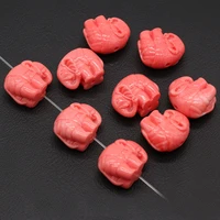 5pcs synthetic elephant shape coral loose beads fit bracelet necklace charm beads for jewelry making size 17x20mm thickness 11mm