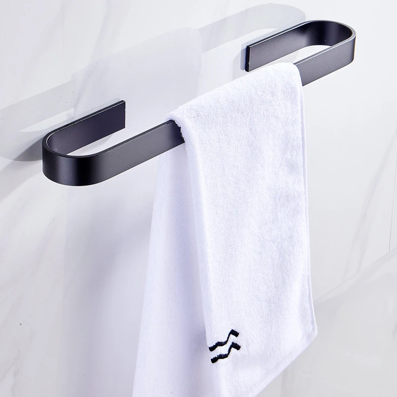 

Towel Rail Rack Bathroom Towel Holder Towels Rack Hanger Black Silver Wall Hanging Towel Bar Kitchen Organizer Storage Shelf