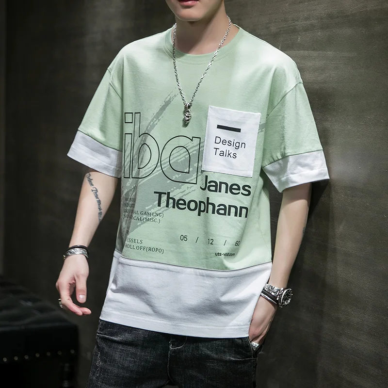 Футболка мужская с коротким рукавом хлопок круглый вырез Повседневная брендовая