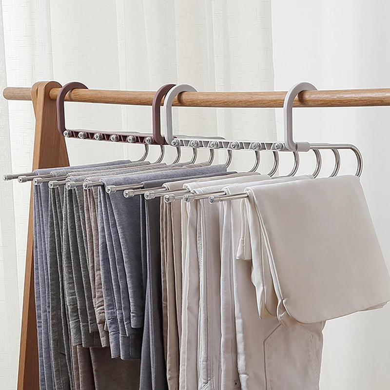 

Multi-layer Pants Racks Portable Multifunctional Stainless Steel Hanger To Save Space Closet Clothing Organizer Folding Hanger