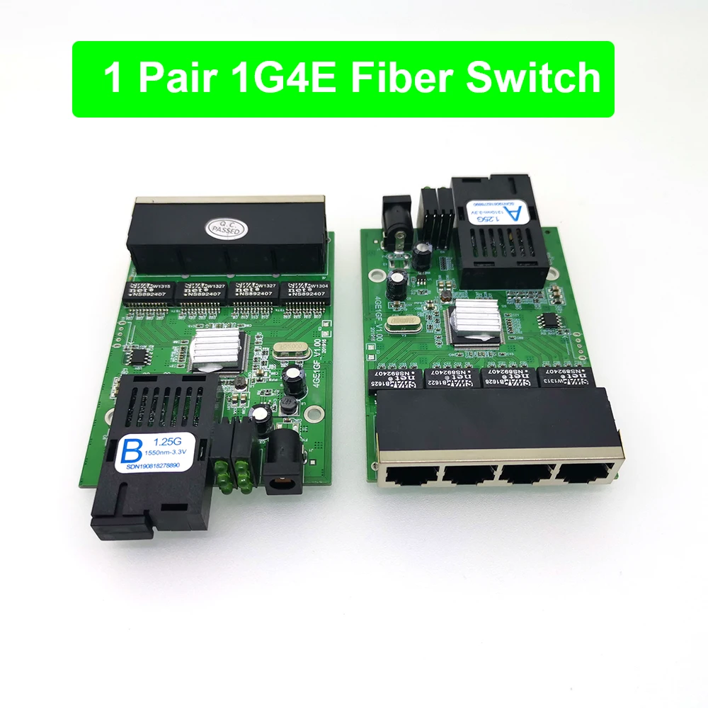 1 пара гигабитных оптоволоконных медиа конвертеров 1F4E FTTH 4*1000 Мбит/с одномодовый