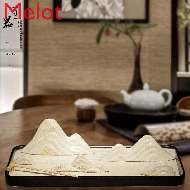 

Chinese Zen Dry Landscape Decoration Ceramic Creative Rockery Sand Table Micro Landscape Soft Home Decoration