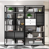 simple creative bookshelf office floor bookcase partition screen new stroke iron shelf nordic display shelf