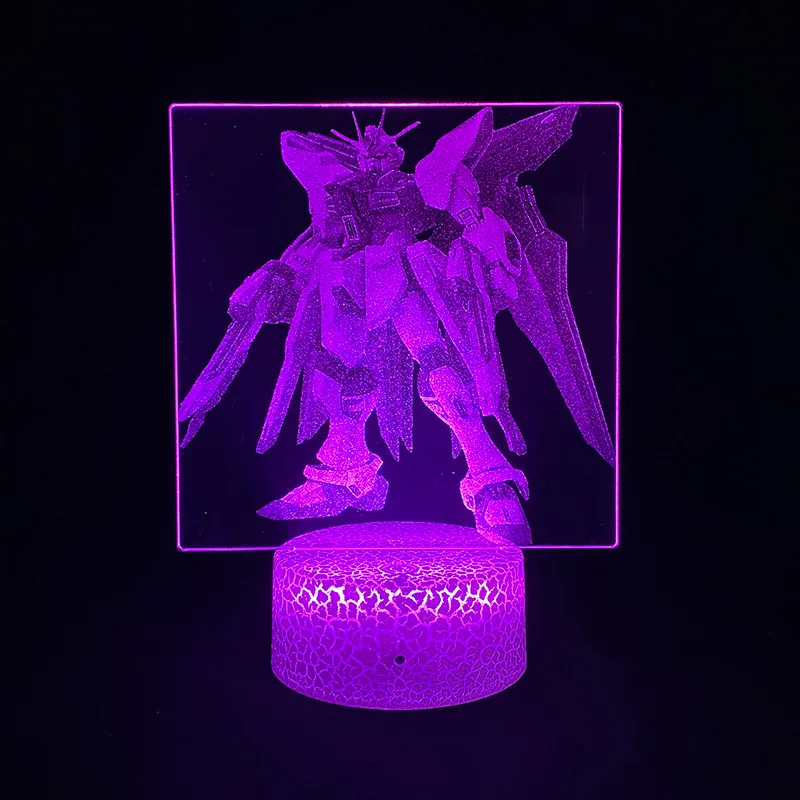 Модель GUNDAM ночник в стиле аниме лампа с 3D рисунком Лавовая Лампа аккумулятором RGB