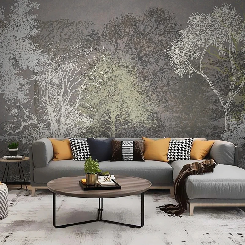 

Custom Any Size Mural Wallpaper Retro Forest 3D Tree Landscape Fresco Living Room TV Sofa Bedroom Home Decor Papel De Parede 3 D