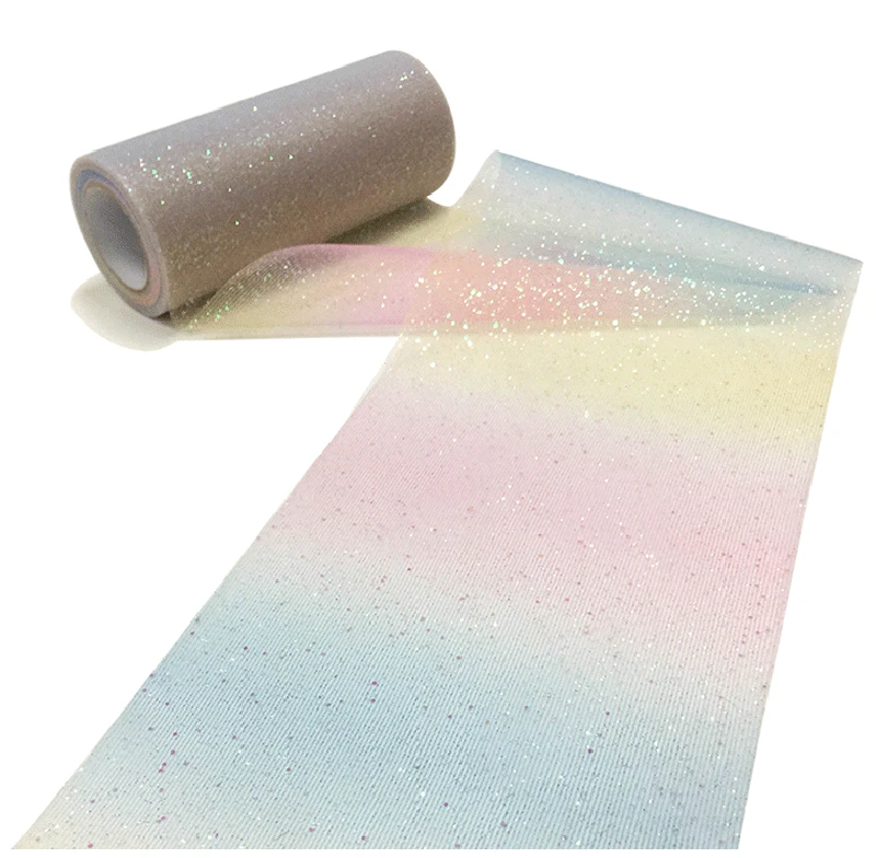 10 ярдов/рулон Ширина 15 см блестящая ткань градиент разноцветный Тюль Свадебные