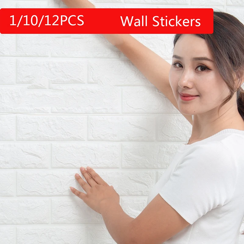 

10 шт. 77*70 см 3D стены Стикеры искусственный кирпич Украшения в спальню Водонепроницаемый самоклеящиеся обои для Гостиная ТВ фон Настенный де...