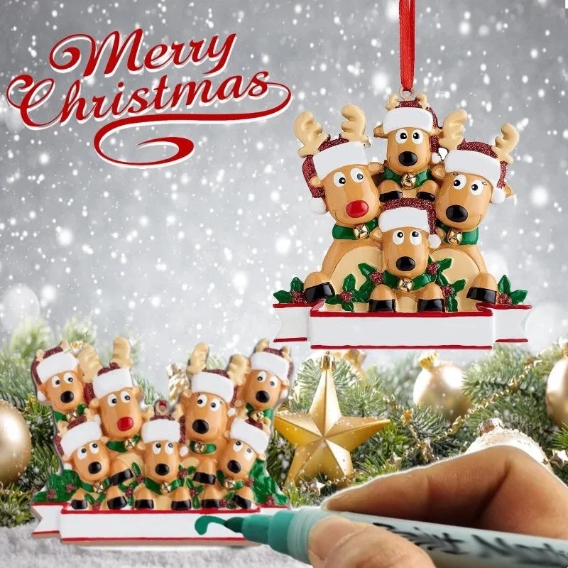 

Christmas Reindeer Family Pendant Reindeer Cute Name Printing Pendant Christmas Tree Pendant Home Decore Christmas Gifts