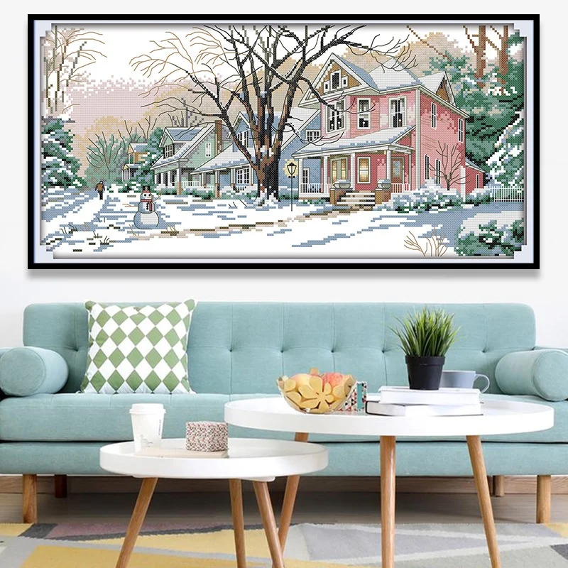 Наборы для вышивки крестиком наборы тканей с принтом удобные узоры зимней улицы