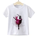 Популярная футболка для девочек, модная футболка для девочек в стиле Харадзюку, Детская футболка с балетным принтом, летние базовые Топы, футболка оверсайз