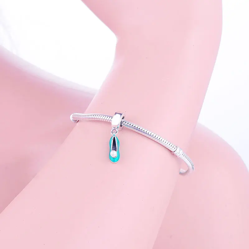 925 Серебряные Колокольчики зеленые ботинки bailарина белая жемчужина