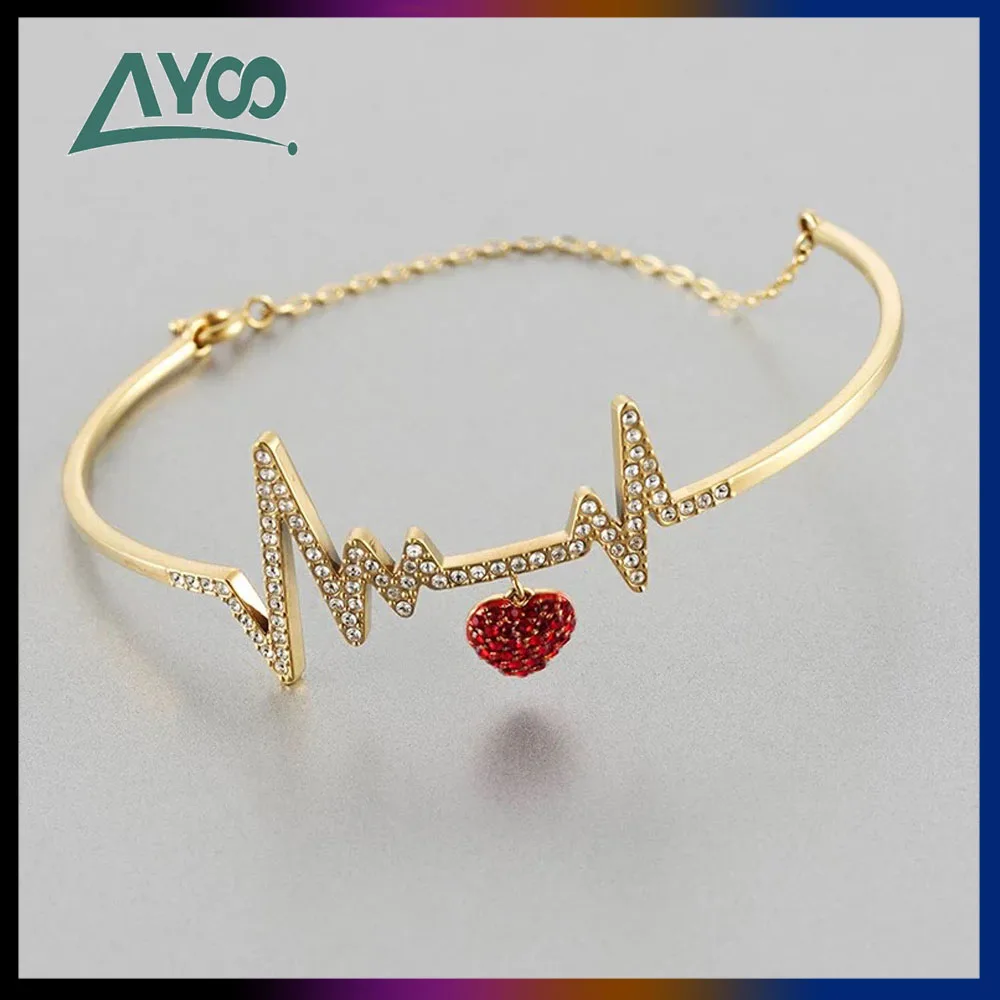 

Fashion Jewelry SWA High Quality Charm Cardiogram Love Heartbeat Heart Shaped Bracelet Romantic Love Lightning Love Bracelet