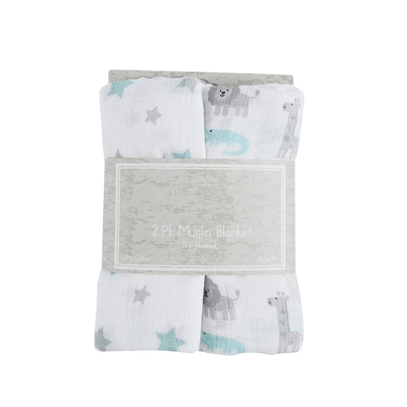 

2 Pcs/set Cotton Muslin Baby Blankets Newborn Swaddle Wrap Blanket Baby Receiving Blanket Infant Sleeping Quilt Bed Cover