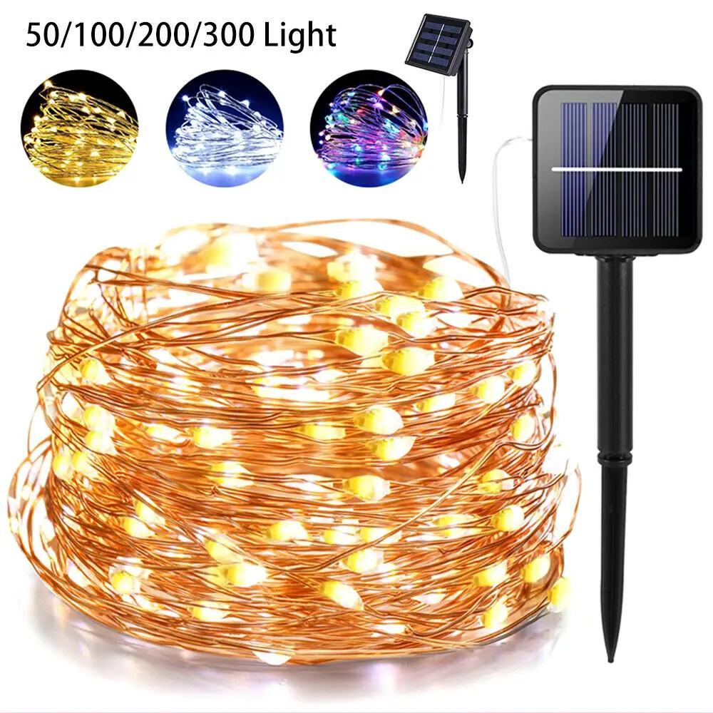 

50-300 LED Solar Power Strip Rope Lights Outdoor Waterproof Garden Fairy String Light Xmas Outdoor Light for Garden Decoration