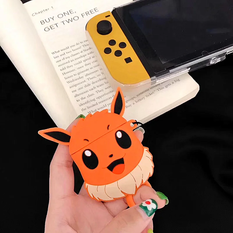 3D Япония милый мультяшный Покемон Eevee Eievui корпусы гарнитурные для Apple Airpods 1/2 силиконовый защитный чехол для наушников Аксессуары
