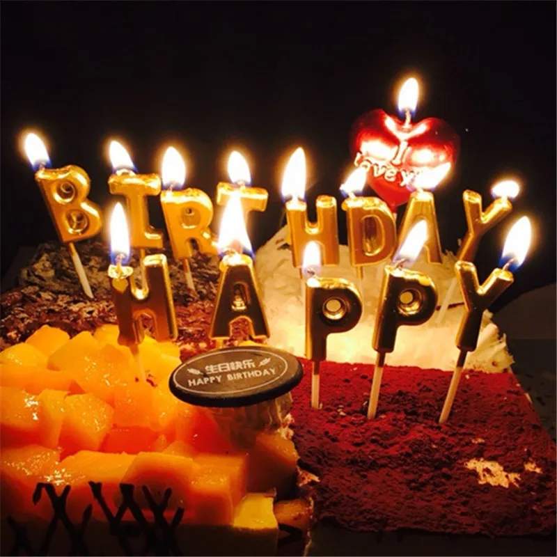 Декоративные свечи для торта с надписью на английском в день рождения Happy Birthday -