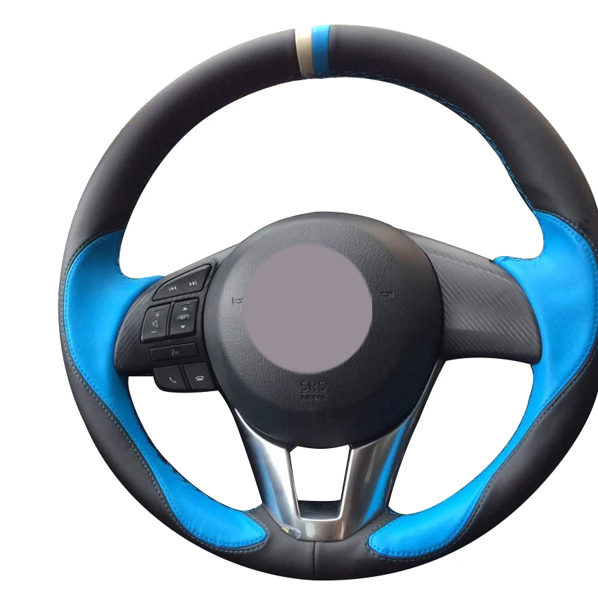 

Черный кожаный светильник, синий кожаный чехол рулевого колеса автомобиля для Mazda 3 Axela Mazda 6 Atenza Mazda 2 CX-3 CX3 CX-5 CX5 Scion iA