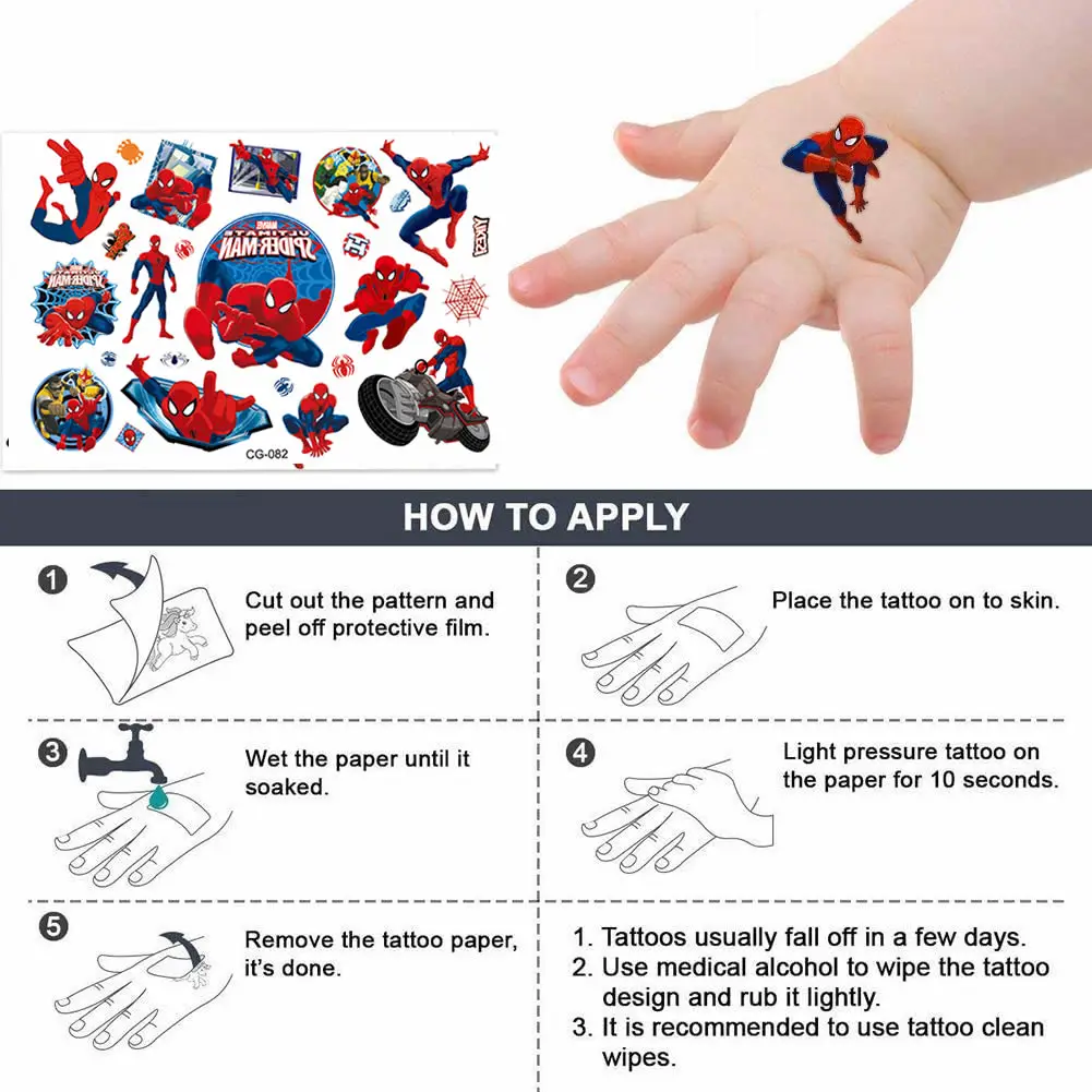 Оригинальные наклейки с татуировками Человек паук Disney экшн фигурки супергероев
