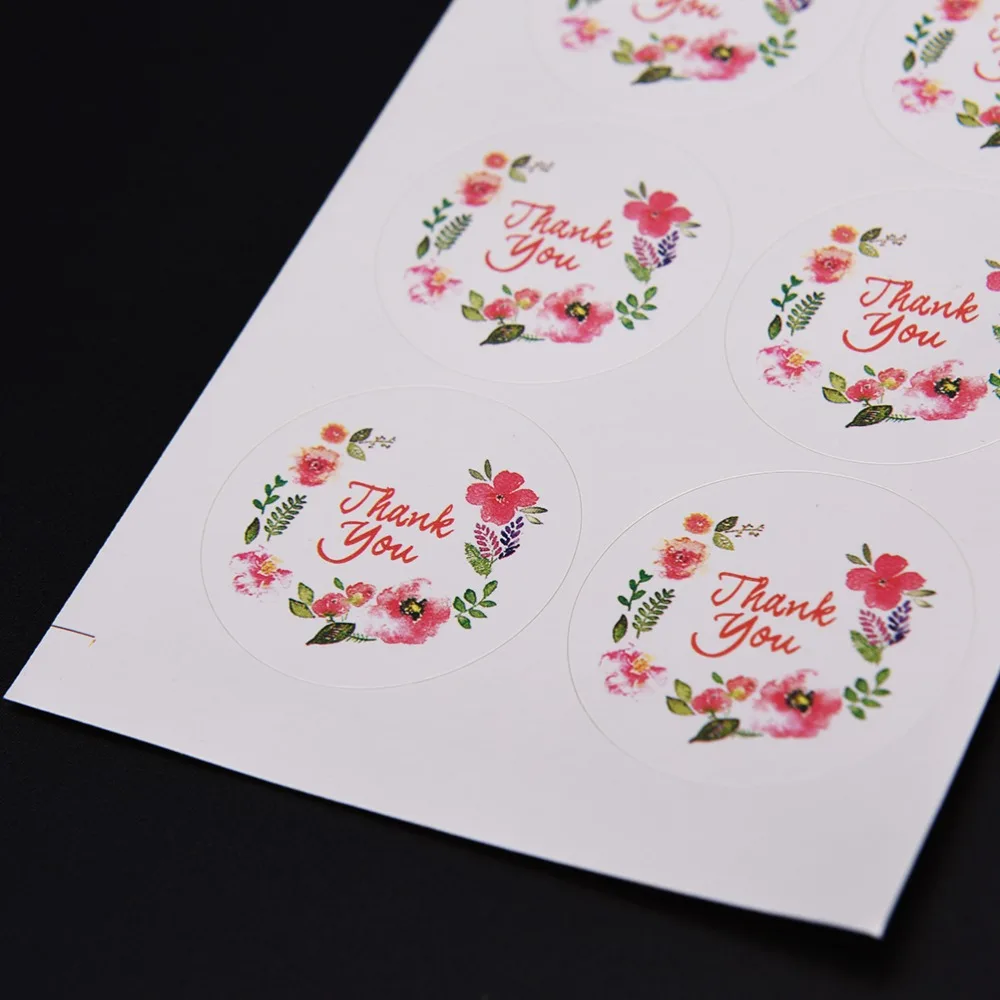 

100PCS 3.5cm Flower Design Garment labels Sticker Labels Thank You Seals Tag For Gift Cake Baking Sealing tag