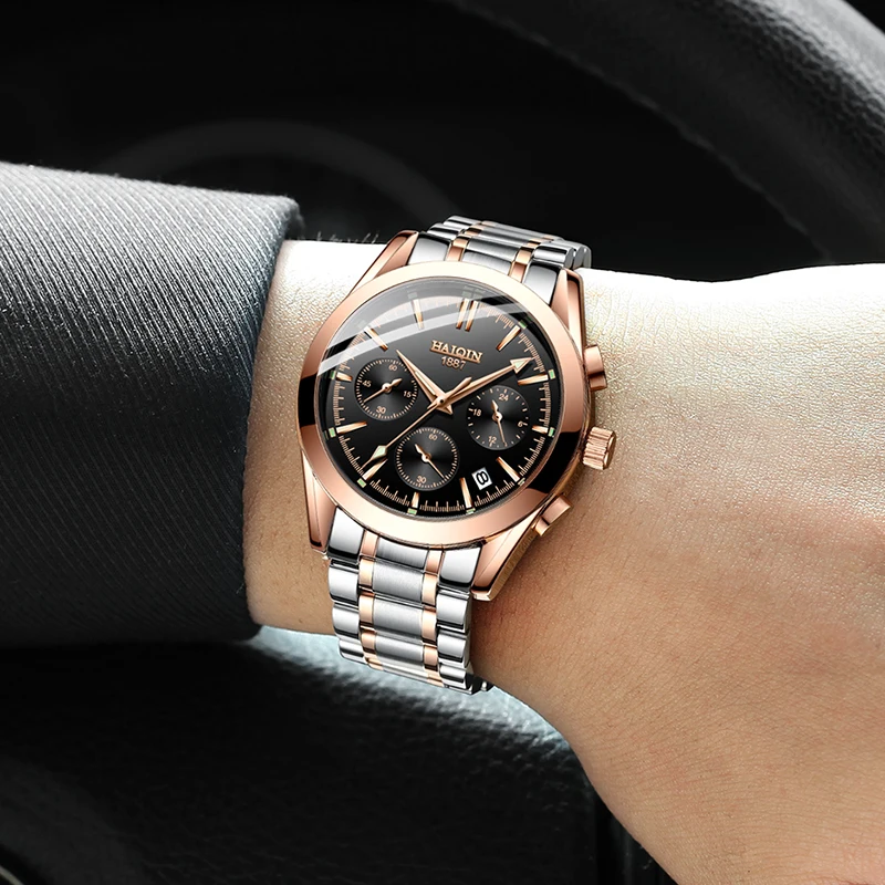 HAIQIN модные мужские часы золотые спортивные Mliltary Топ бренд Роскошные relojes hombre