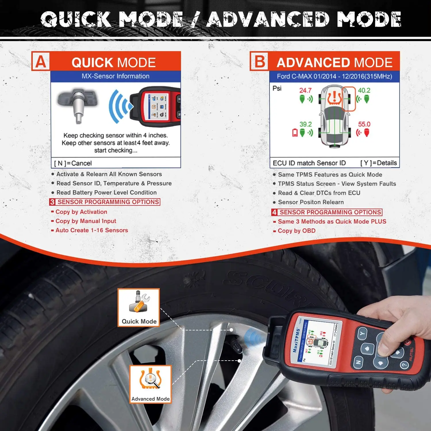 Программатор Autel MaxiTPMS TS508 инструмент TPMS + датчики MX программатор автомобильный