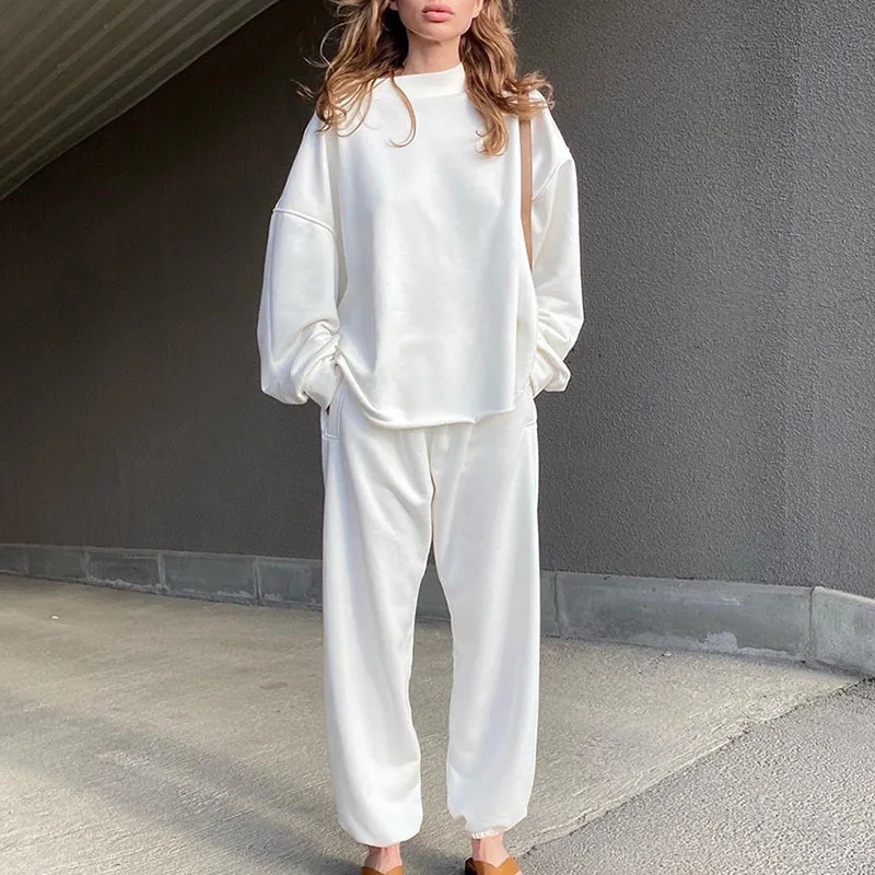 

Long Sleeve Loose Oversized Shirt Tops And Pants Suit Two Piece Set Autumn Winter Sport Tracksuit Women Hoodies Set