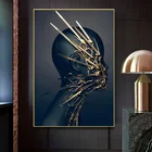 Современные плакаты и принты, черный робот с золотой маской, Картина на холсте для гостиной, скандинавский Декор для дома, настенные картины