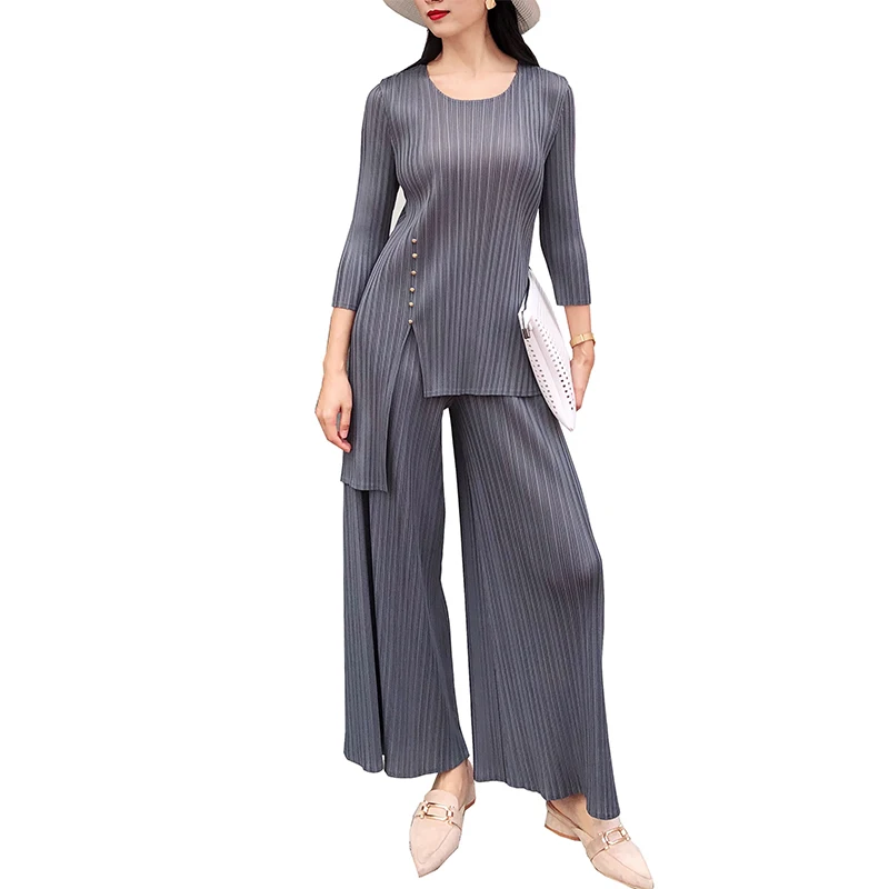 LANMREM 2020 Новая Осенняя Однотонная футболка с круглым воротником высокой талией