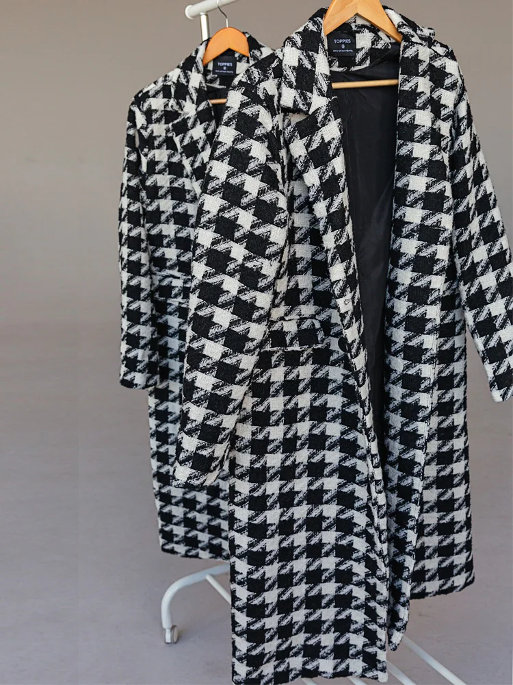 Женское длинное шерстяное пальто Toppies осень 2021 женские топы с рисунком гусиные