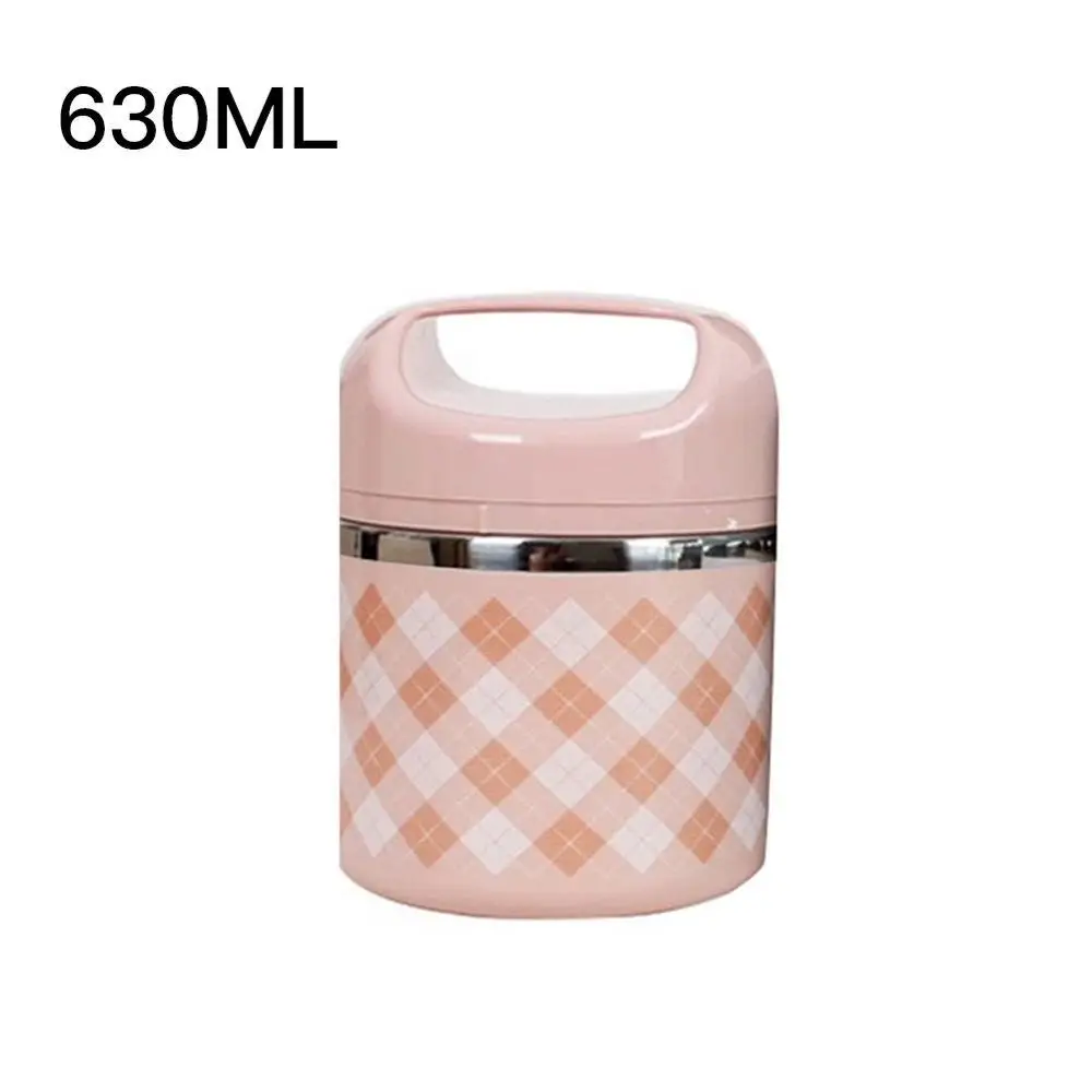 Pink 630ML Портативный изолированный Ланч-бокс из нержавеющей стали, офисный Герметичный Термос, Ланч-бокс, контейнер для еды 630 мл/960 мл/1260 мл - Цвет: Pink 630ML