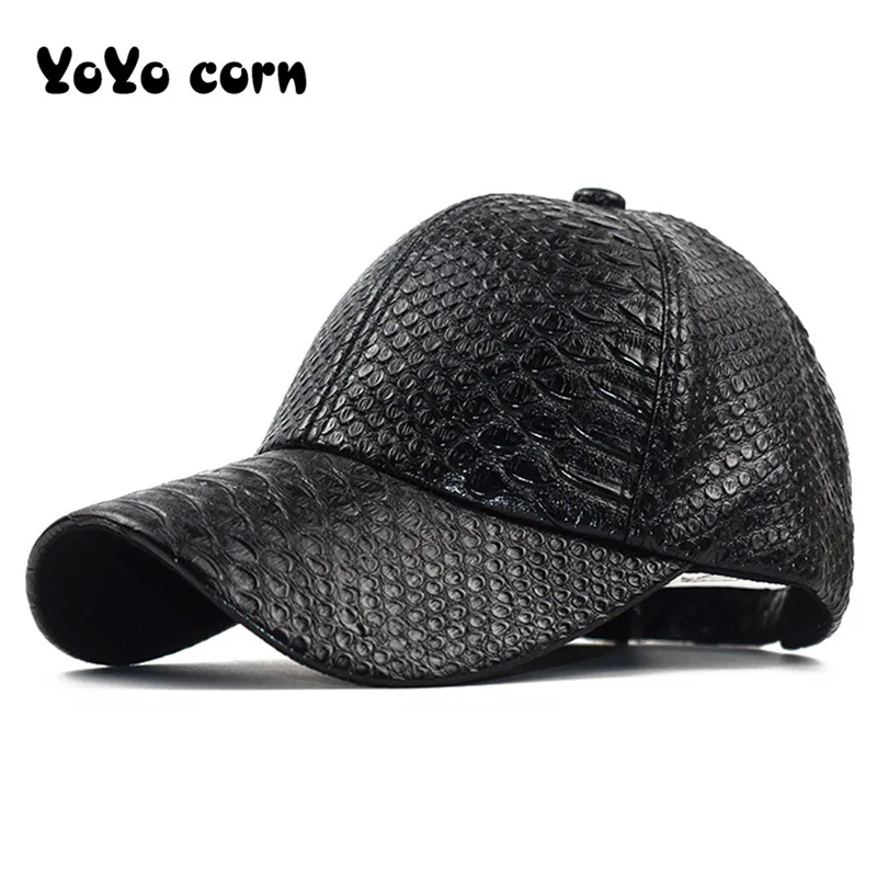 Бейсболка YOYOCORN Мужская из искусственной кожи зимняя однотонная - купить по