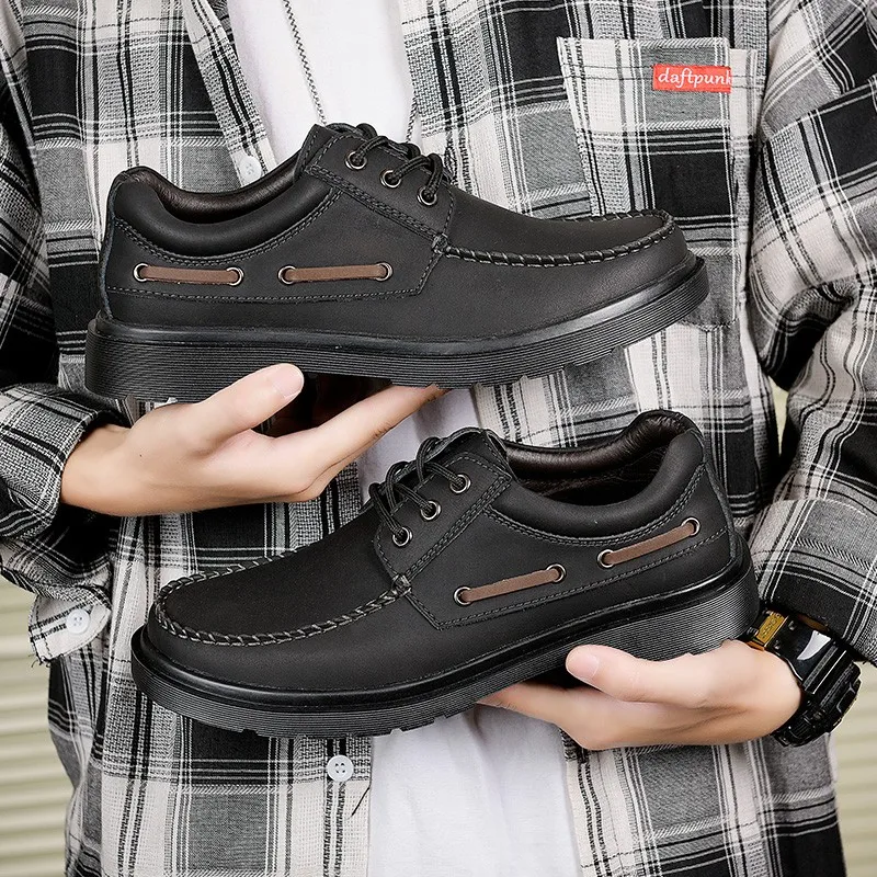 Мужские мокасины из натуральной кожи удобные лоферы Нескользящие повседневная