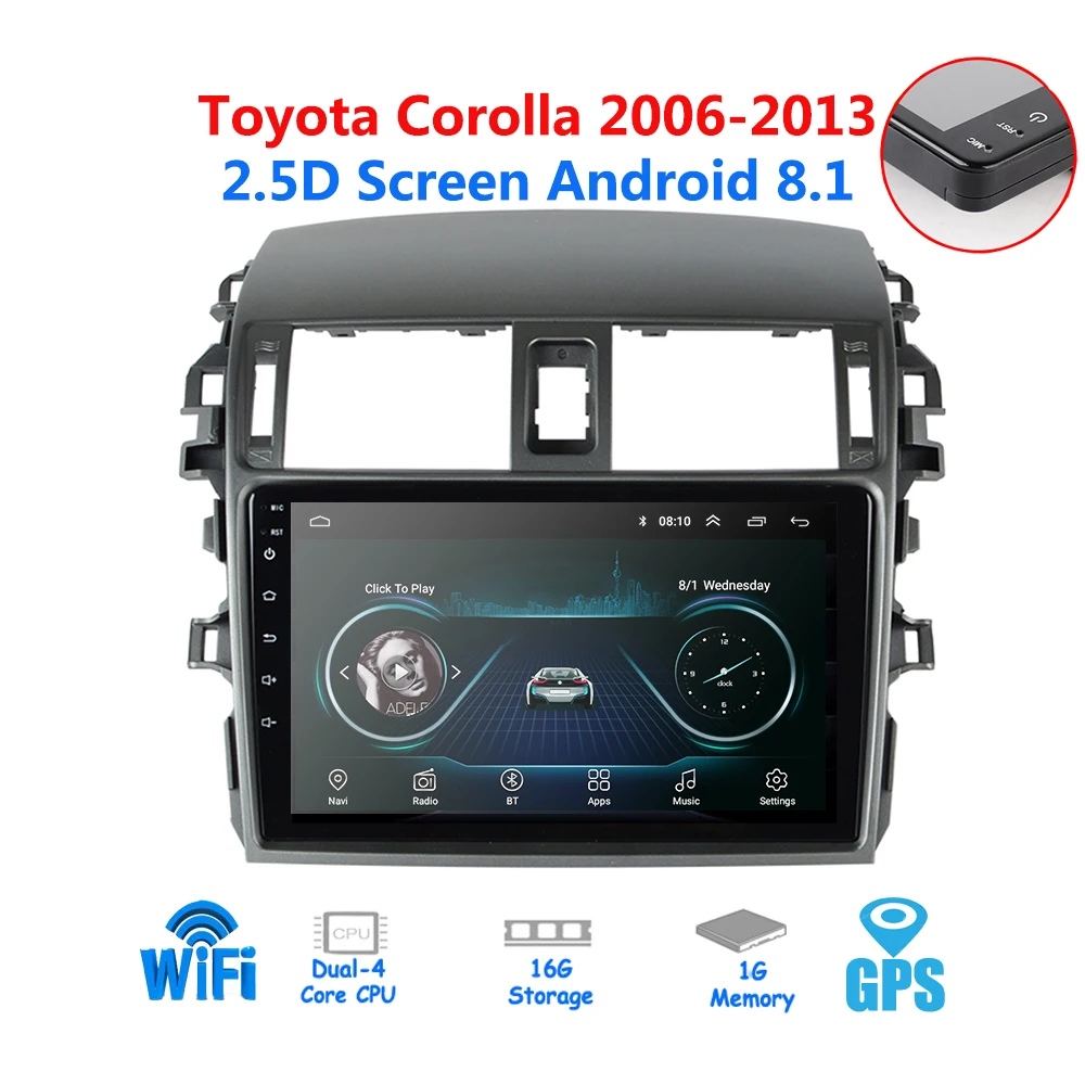 Автомагнитола 2DIN на Android 8 1 с экраном 2.5D для Toyota Corolla 2006 2013 Авторадио GPS навигацией