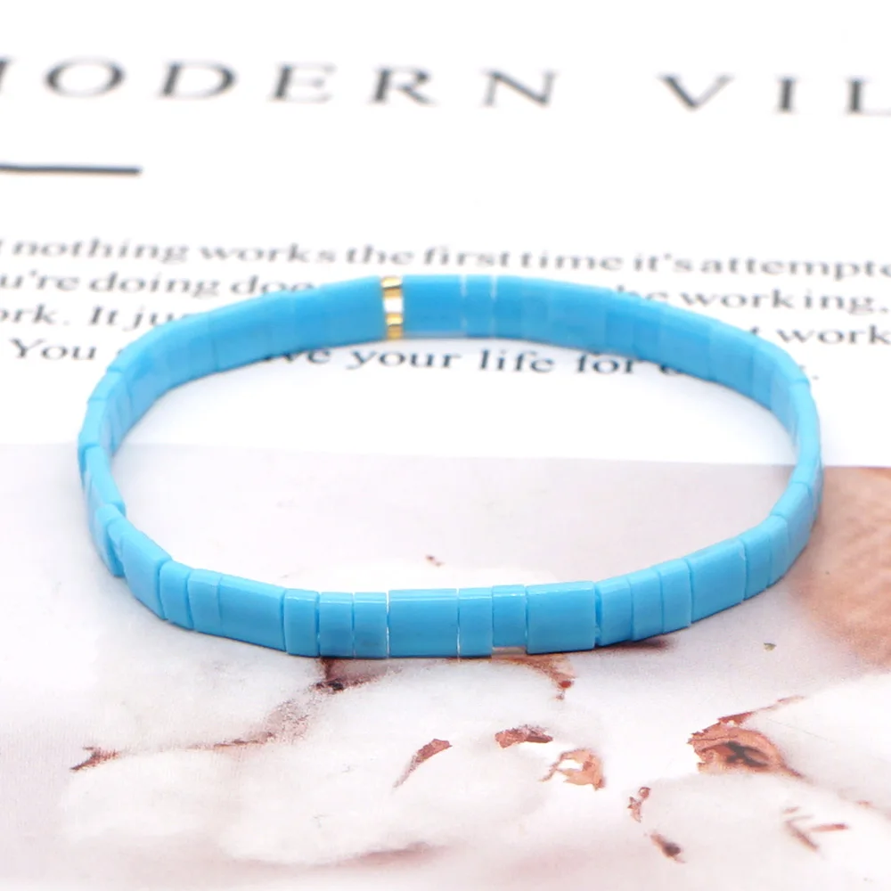 

Go2boho Jewelry Tila Bead Bracelet 2020 Women MIYUKI Glass Bracelets Summer Beach Armband Girl Elastic Blue Pulseras Mujer