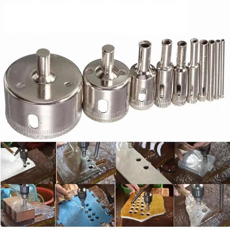 

10pcs Diamond Coated HSS Drill Bits Set Tile Marble Glass Ceramic Hole Saw Drilling Bits For Power Tools Marble Hole Saw Drills