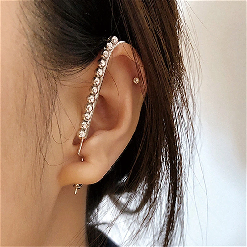 

VKME Fashion Vintage Crystal Ear Climber Earrings For Women Clip Stud Earring Ear Hook Bead Ear Simple Cuff Earring 2021 Jewelry