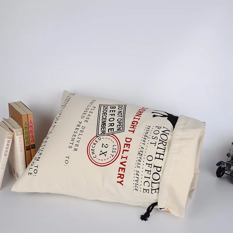 Подарочная сумка 4 шт./лот Рождественский холщовый мешок с красным шнурком в