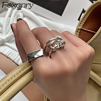 foxanry minimalist 925 stamp engagement rings for women creative design trendy elegant geometric party jewelry gifts