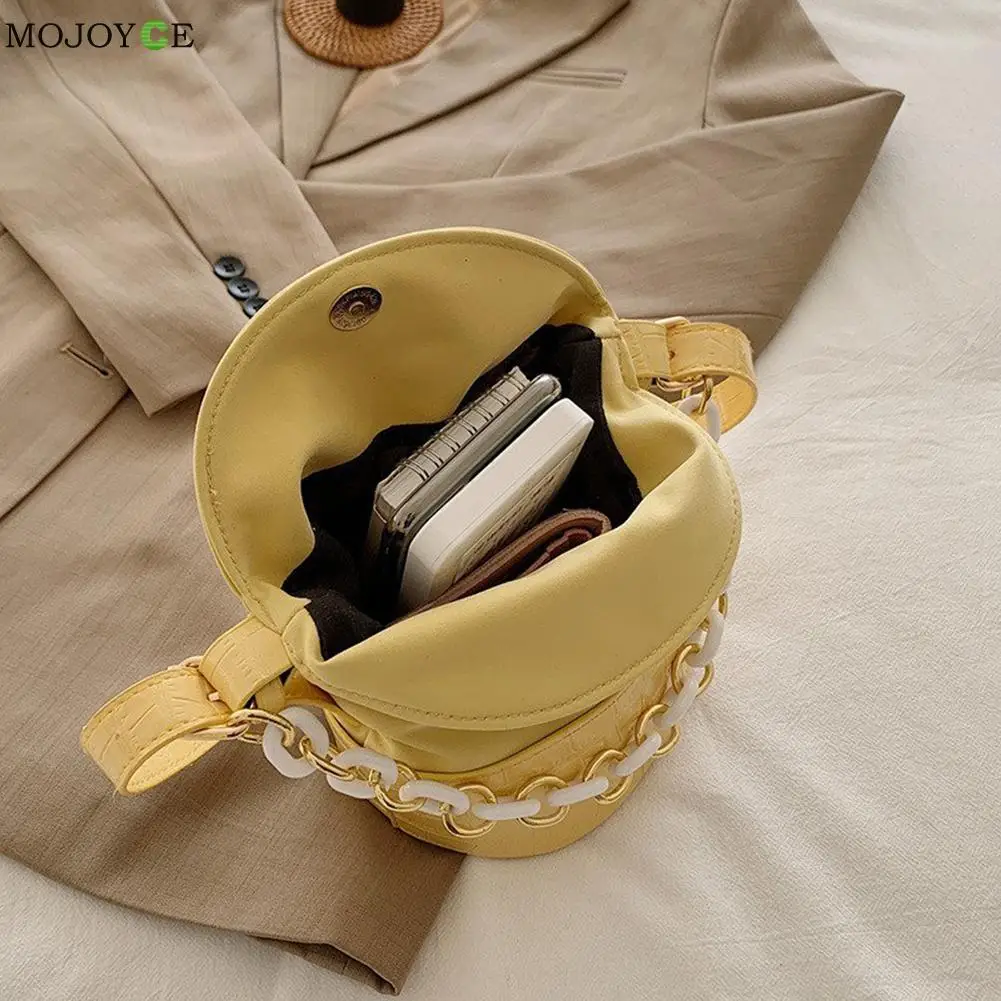 

Fashion Women Patchwork Alligator Pattern Shoulder Messenger Crossbody Bag Ladies Vintage Chain Bucket Handbag Tote Bags