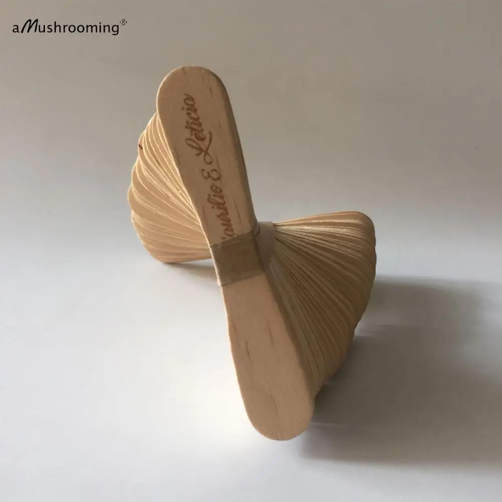 Деревянная плоская ложка для мороженого с лазерной гравировкой по