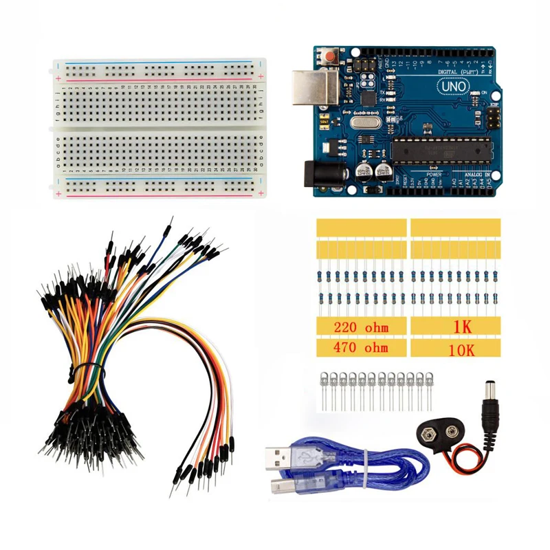 Стартовый комплект для UNO R3 соединительный провод Arduino макетной платы usb кабель 9 В