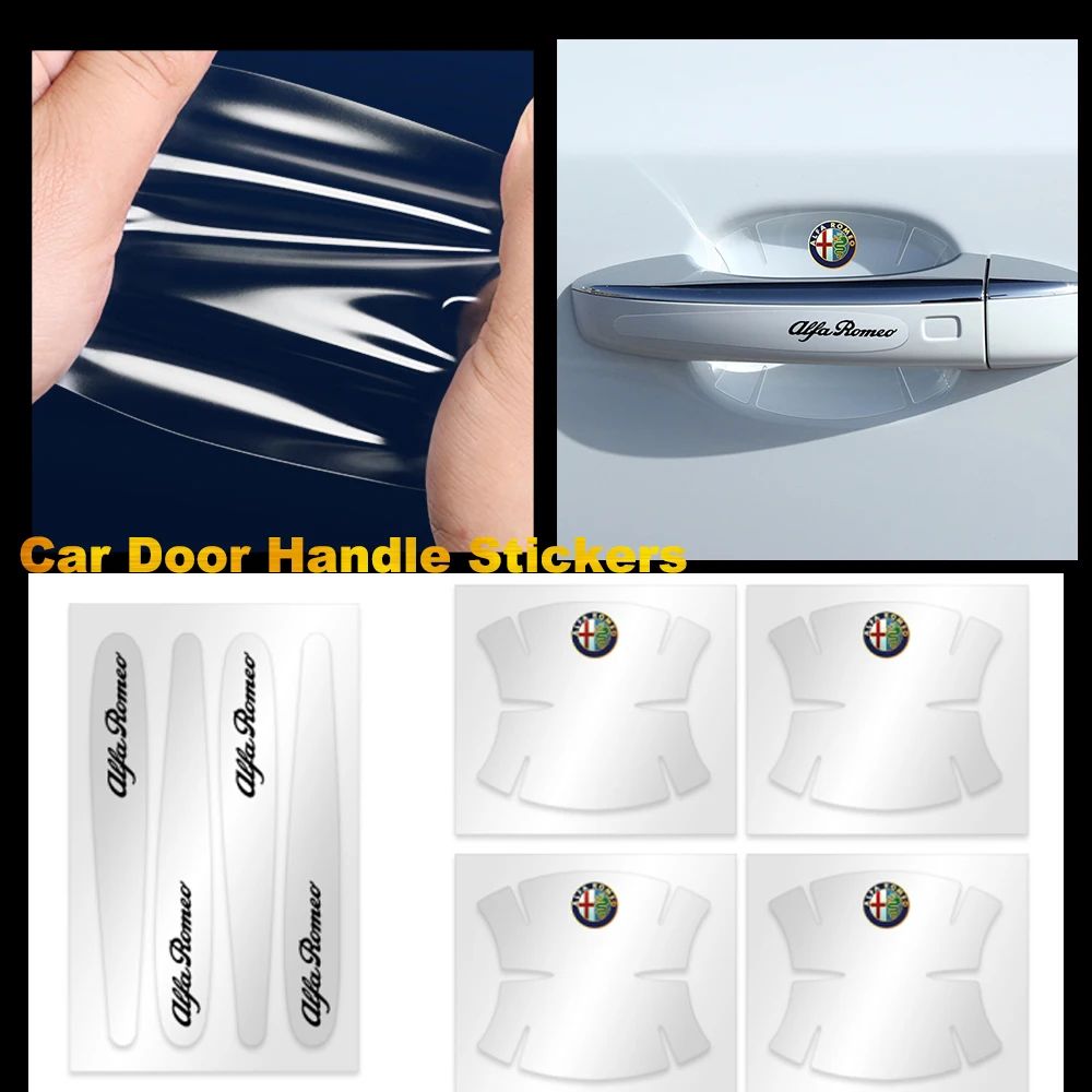 

Car Sticker Transparent Door Handle Bowl Scratches Protector Flim For Alfa Romeo Giulia Stelvio Giulietta 159 147 156 166 Mito