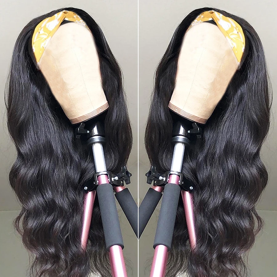 SVT Headband Wig Human Hair Scarf Wig 180% Density Remy Brazilian Body Wave Wig Natural Wavy Glueless Human Hair Wigs for Women