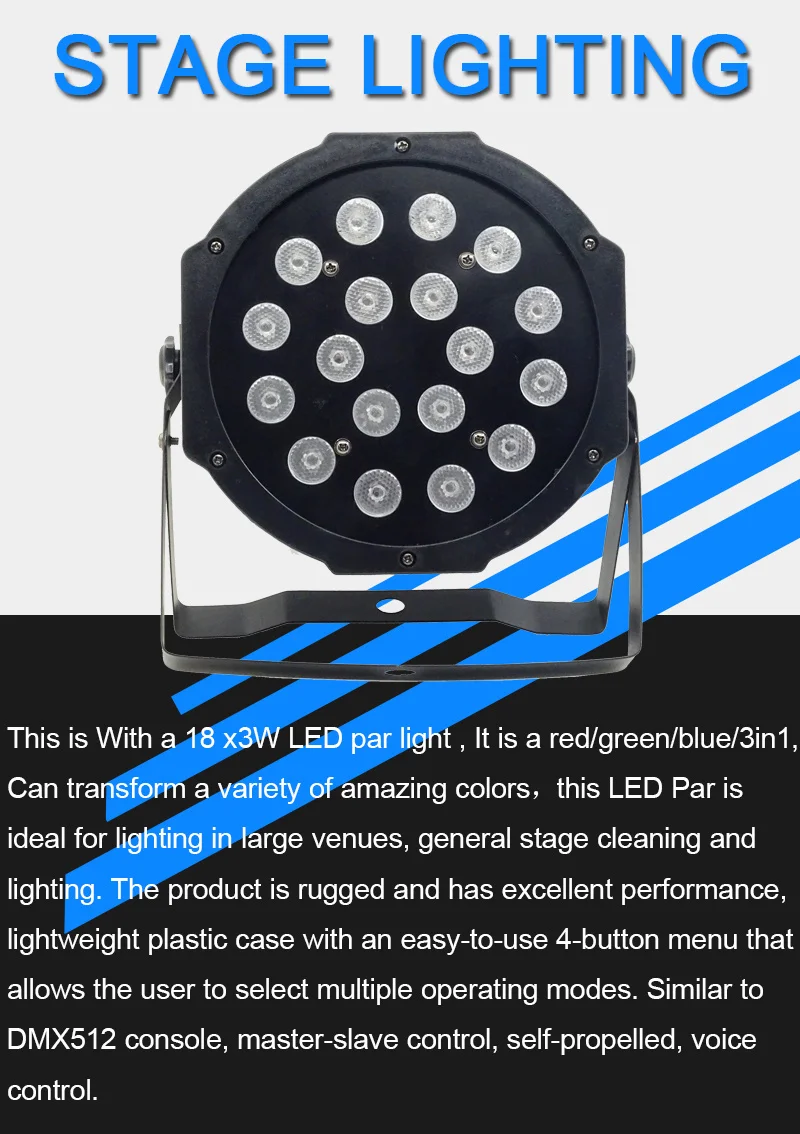 18 шт. 3 Вт светодиодные лампы бусины 18x3 Вт led Par огни RGB 3в1 плоский par led dmx512 Диско Огни профессиональное студийное диджейское оборудование
